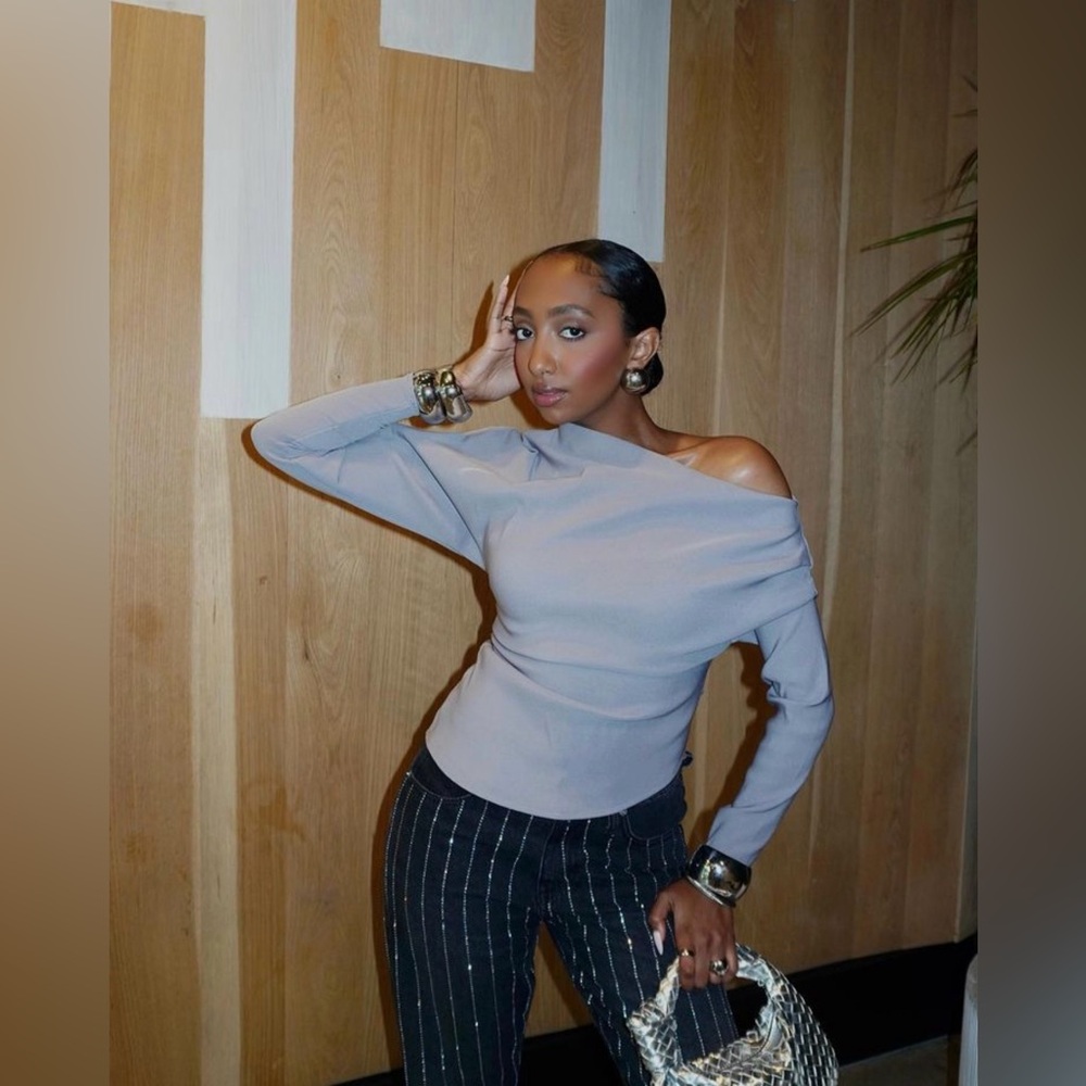ZARA ASYMMETRIC RUCHED STRETCH TOP